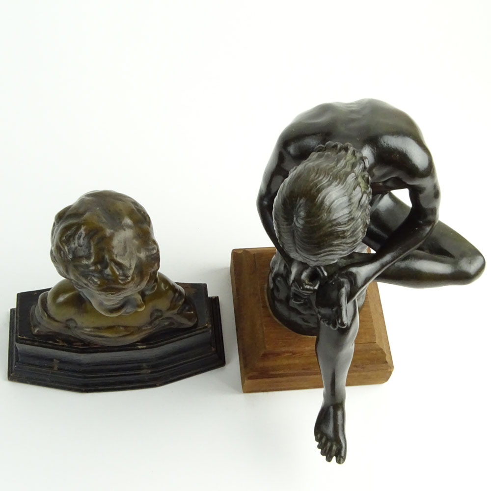 Lot of Two (2) Bronze Sculptures. "Boy With Thorn" and "Laughing Child".