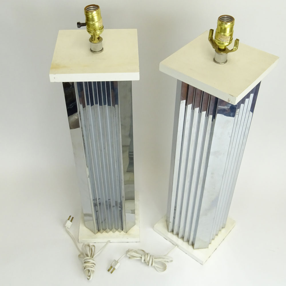 Pair of Mid Century Modern Chrome Finish Table Lamps.