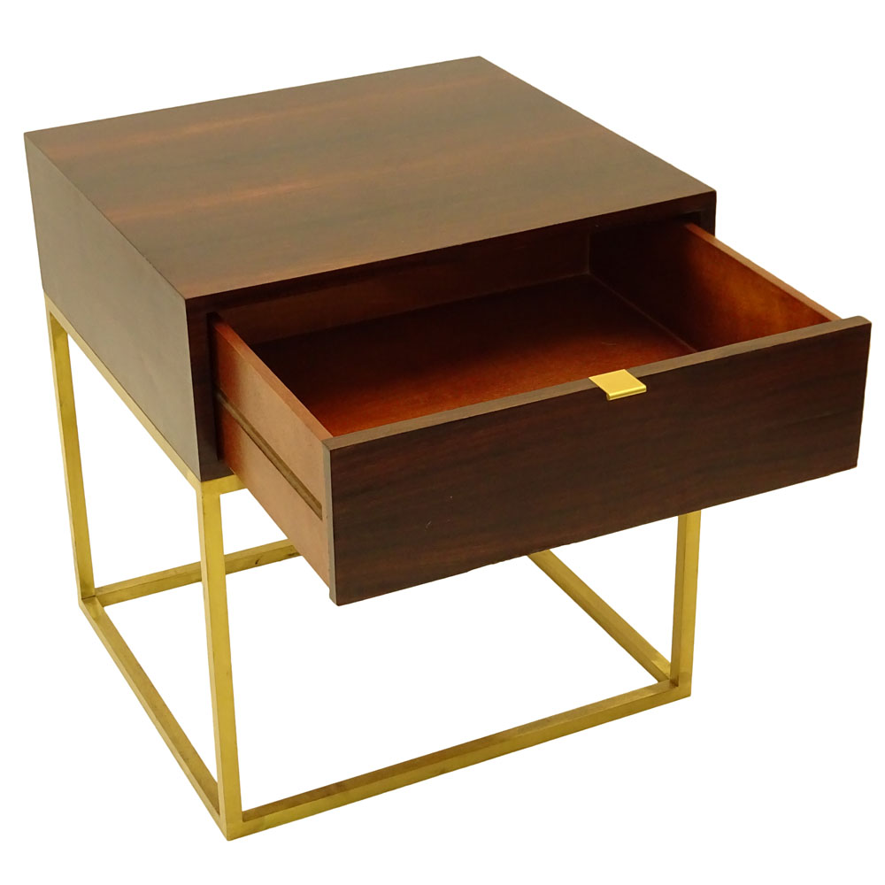 Todd Hase, American 21st Century "Duval" Macassar Ebony and Brass Side Table with Drawer (prototype). 