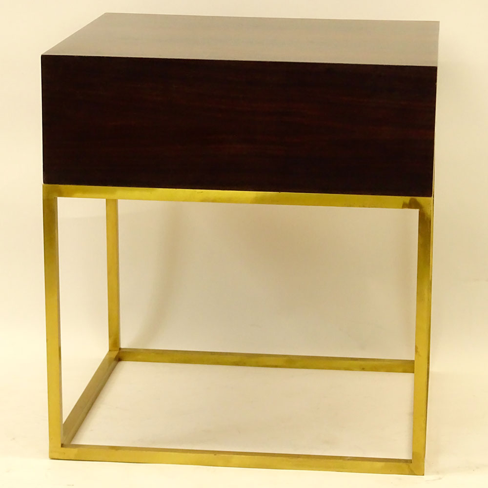 Todd Hase, American 21st Century "Duval" Macassar Ebony and Brass Side Table with Drawer (prototype). 
