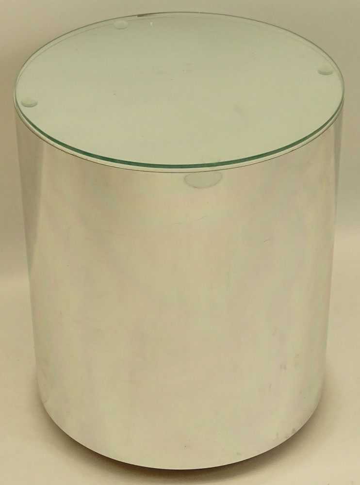 Mid 20th Century Chrome Rolling Table with Glass Top.