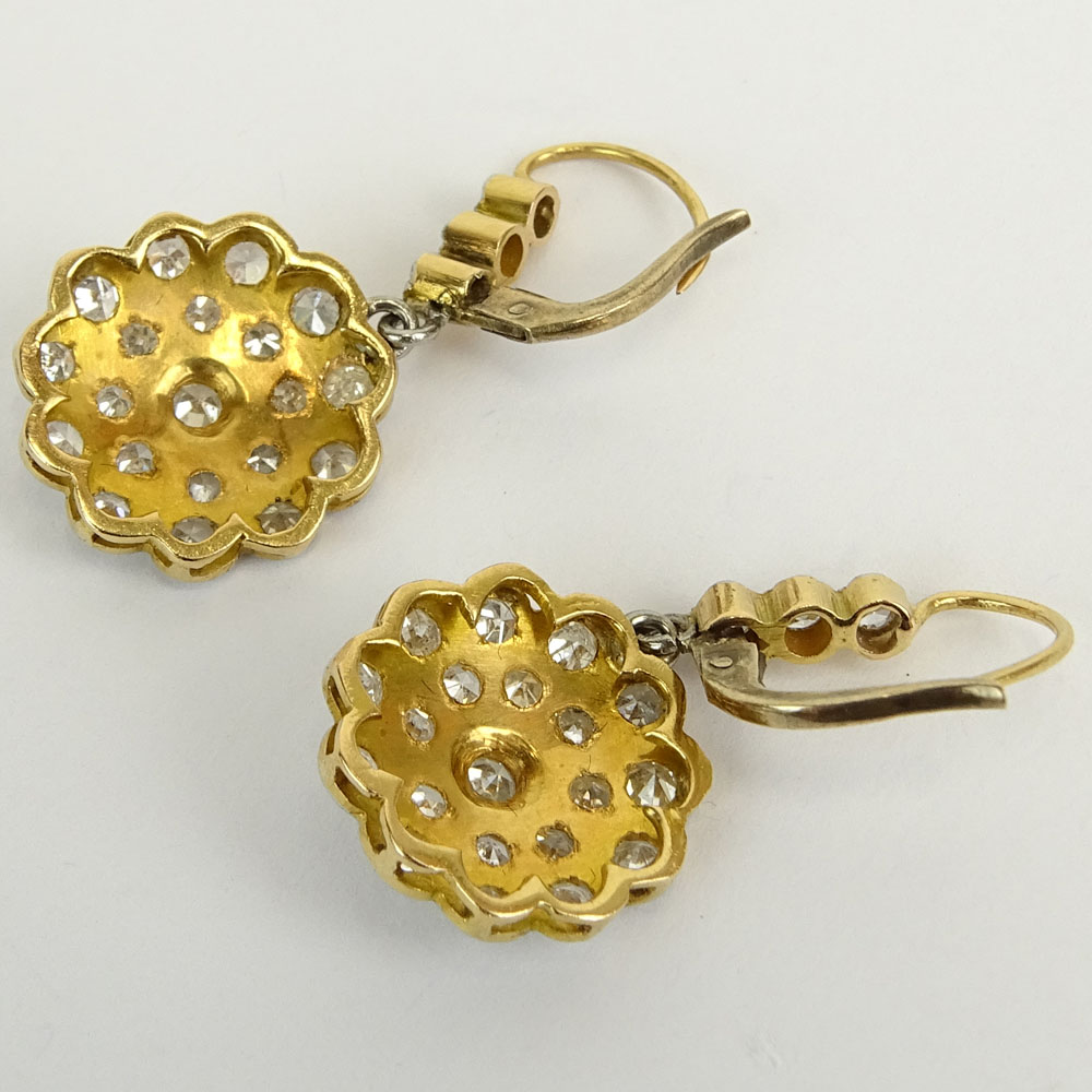 Lady's Antique Single Cut Diamond and 18 Karat Gold Pendant Earrings.