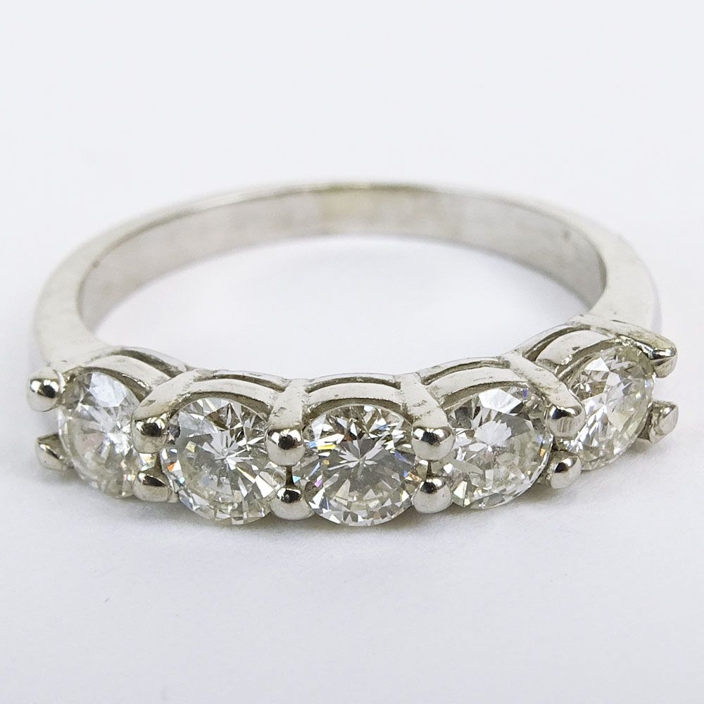 Lady's Vintage Approx. 1.0 Carat Round Brilliant Cut Diamond and 14 Karat White Gold Ring.