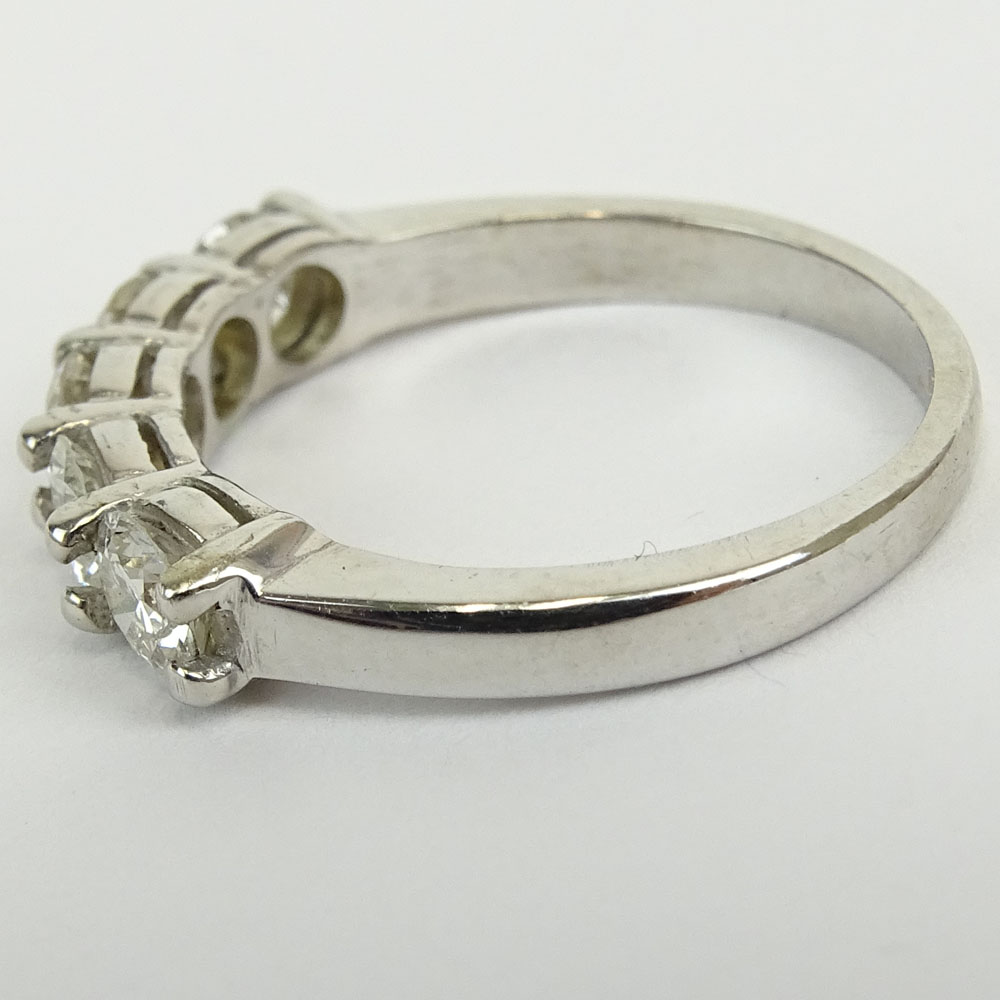 Lady's Vintage Approx. 1.0 Carat Round Brilliant Cut Diamond and 14 Karat White Gold Ring.