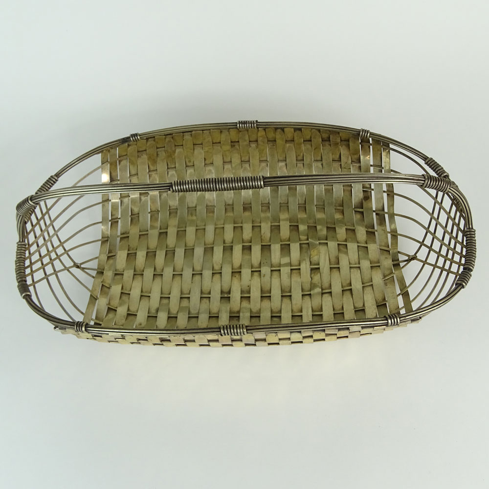 Large Vintage Silver Plate Woven Basket.
