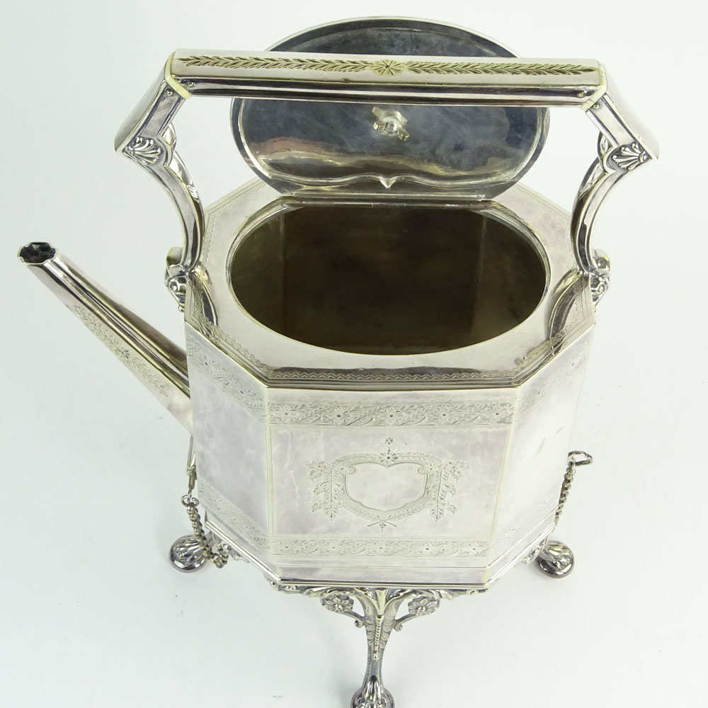 19th Century English Silver Plate Kettle on Stand.