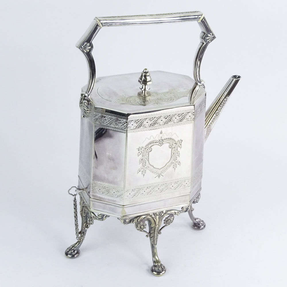 19th Century English Silver Plate Kettle on Stand.