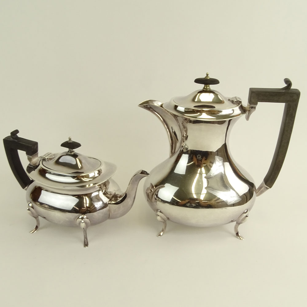 Vintage English Silverplate 4 Piece Tea Set With Tray.
