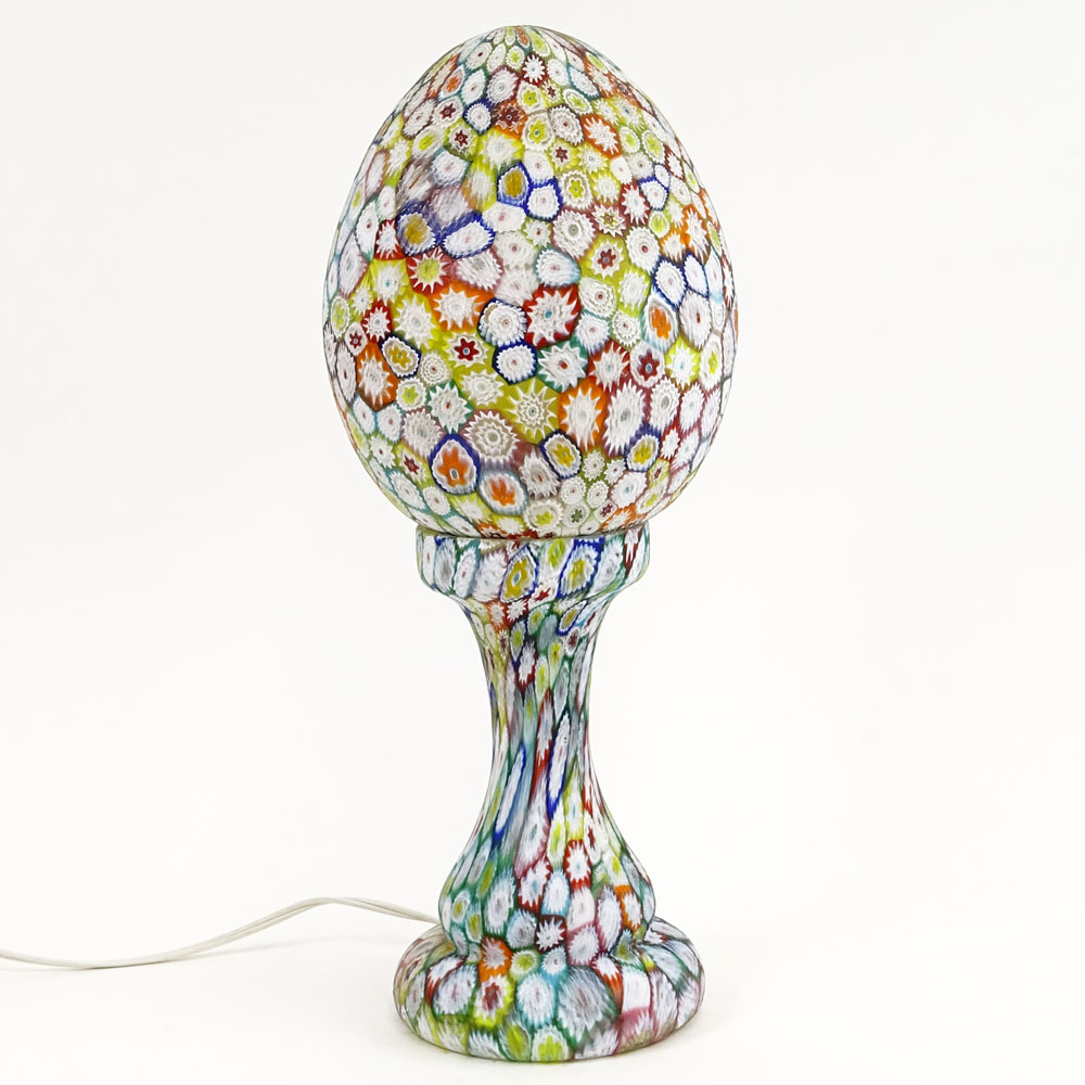 Large Mid-Century Murano Milllefiori Glass Egg Shaped Lamp.