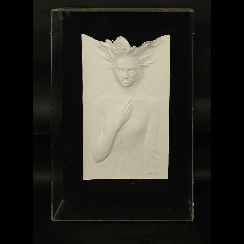 Vintage Molded Paper Sculpture, Girl with Flowing Hair.