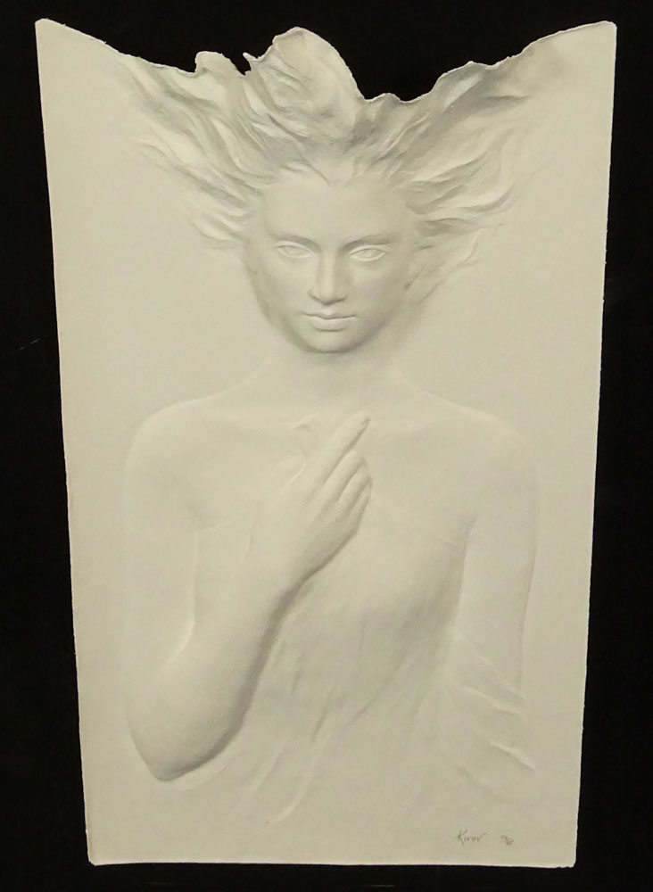 Vintage Molded Paper Sculpture, Girl with Flowing Hair.