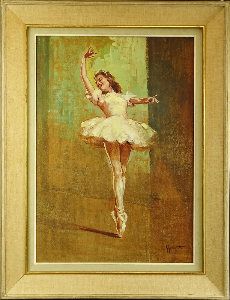 Giordano Giovanetti, Italian (1906-1973)  Oil on canvas "Ballerina".