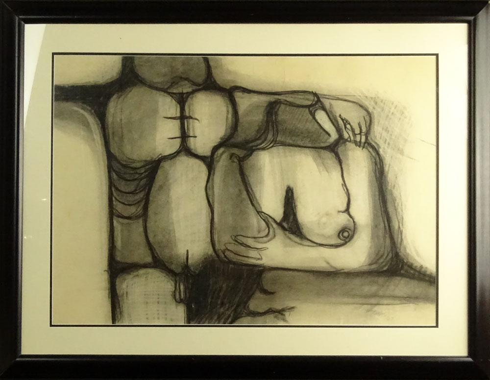 Manuel Neto Chong, Panamanian (b.1927) Charcoal drawing on paper. "Nudes"
