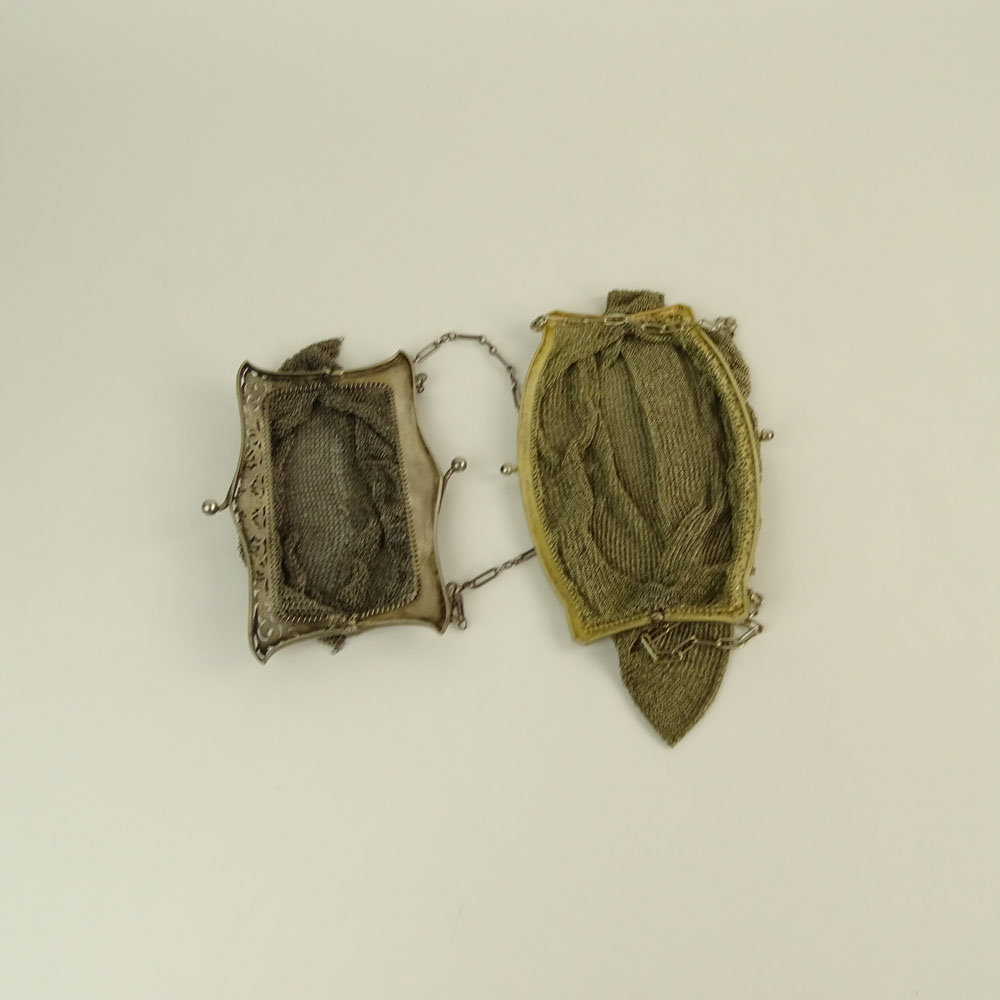 Lot of Two Early 19th Century Sterling Silver Mesh Bags.