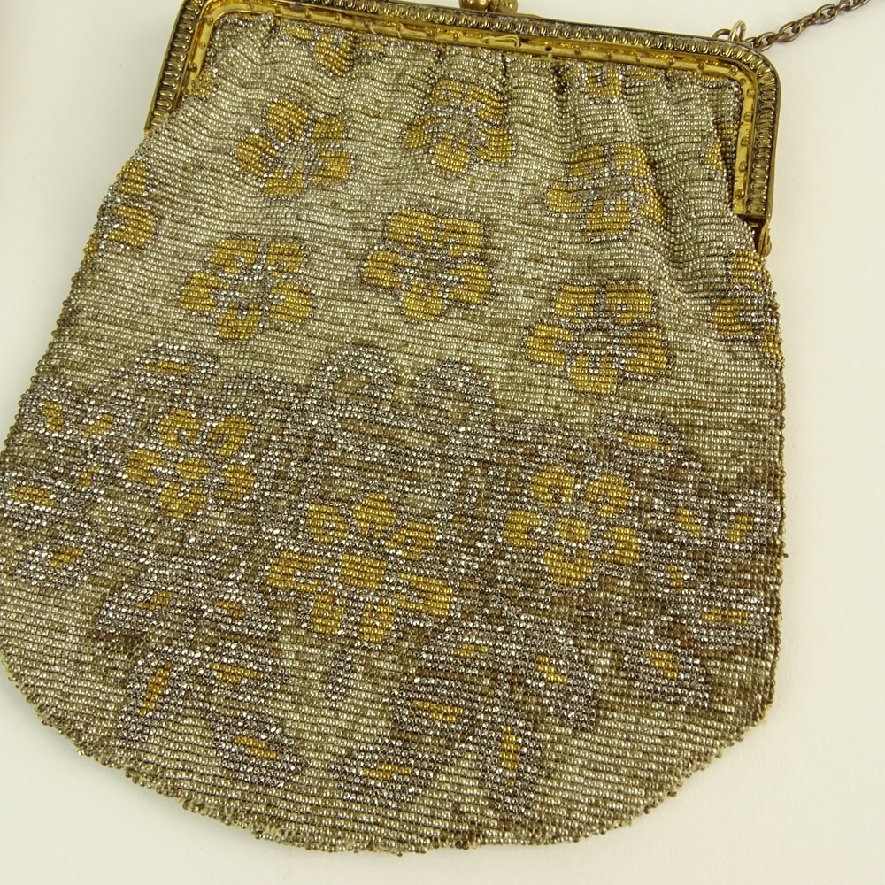 Lot of Two (2) French Beaded bags on gilt metal frames.