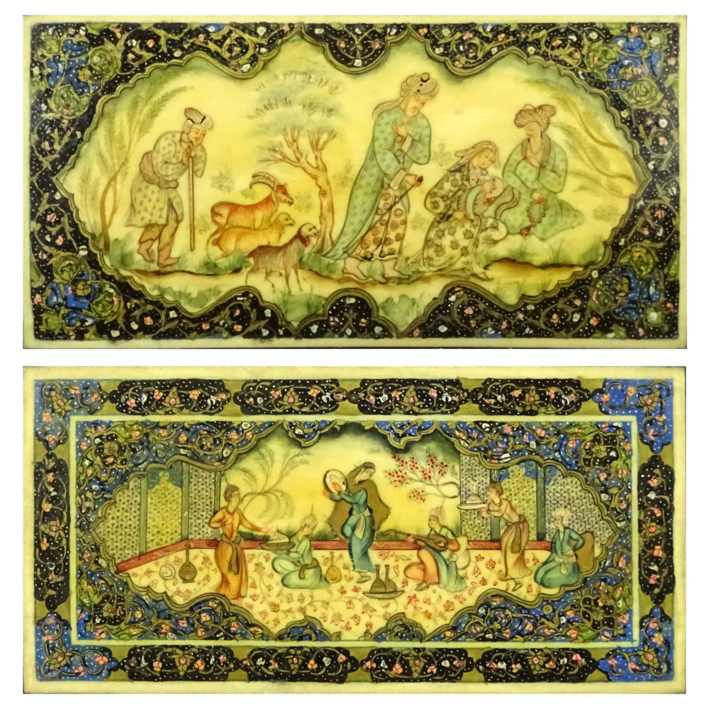 Two (2) 20th Century Finely Detailed Persian Miniatures on Celluloid
