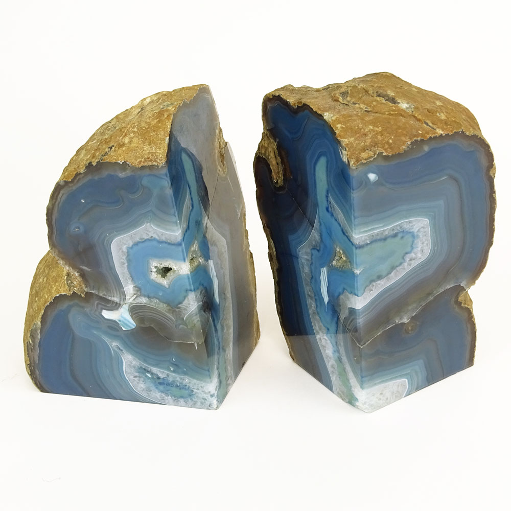 Pair of Blue Agate Geodes.