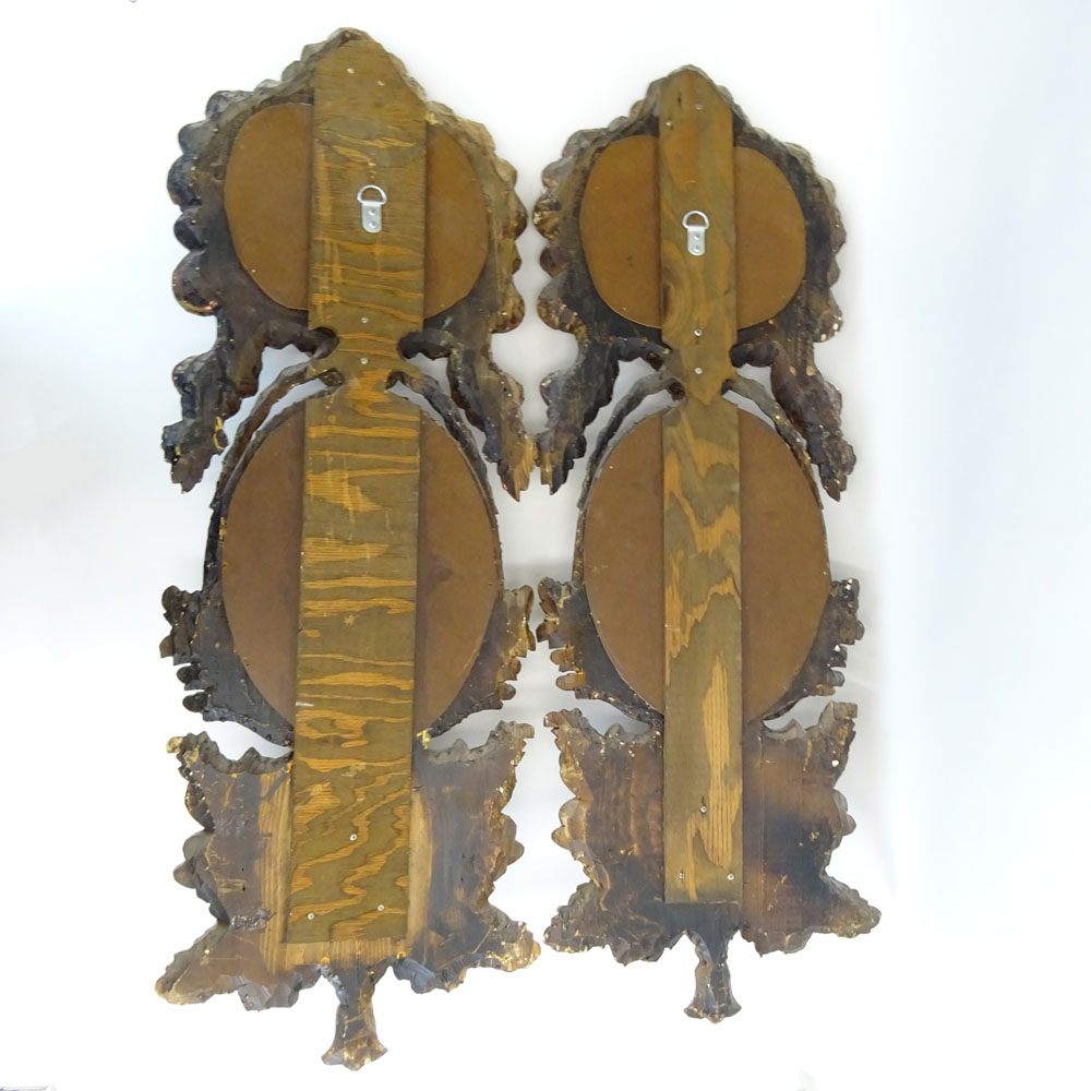 Pair of Vintage Carved Gilt Wood Decorative Mirror Wall Pockets/Planters.