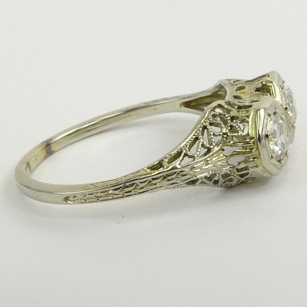 Art Deco Approx. .30 Carat Two Diamond and Platinum Ring.