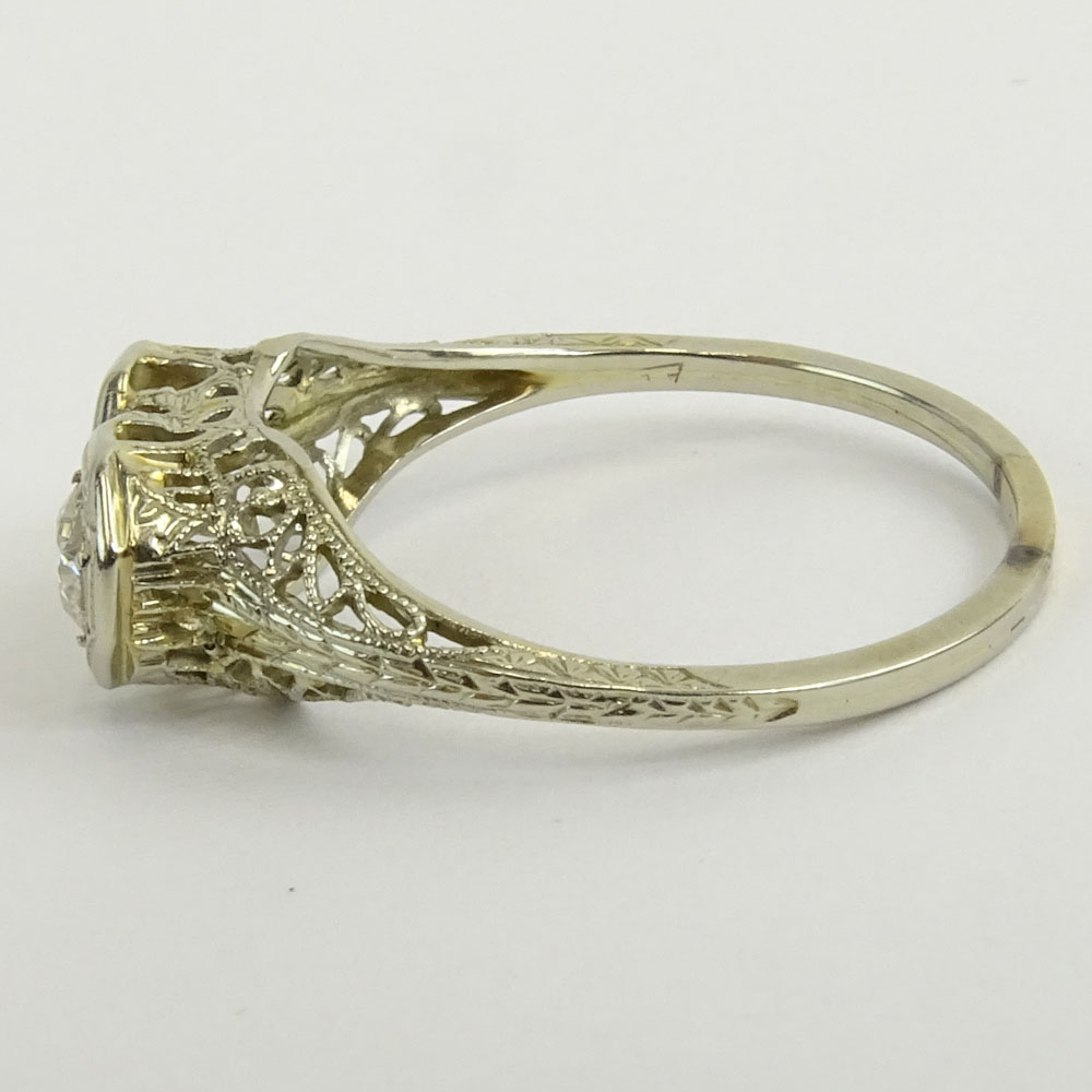 Art Deco Approx. .30 Carat Two Diamond and Platinum Ring.