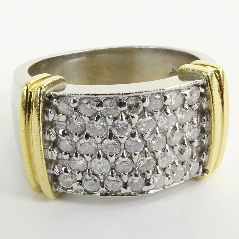 Vintage Thirty Three (33) Diamond and 14 Karat White & Yellow Gold Ring.