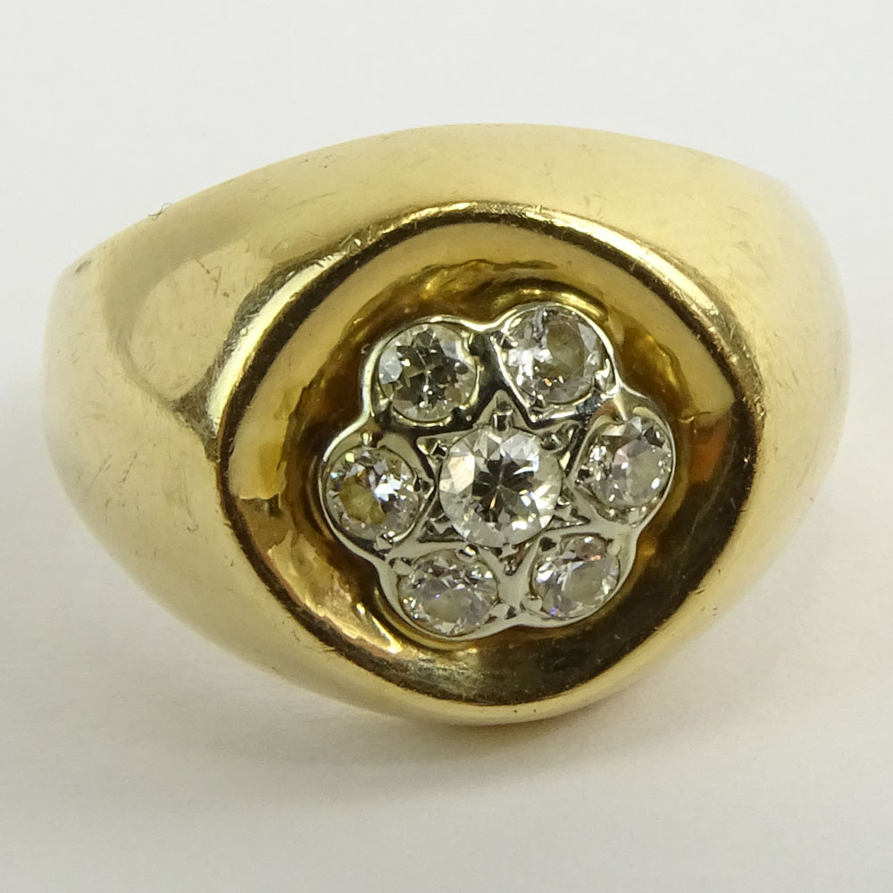 Men's Vintage Diamond and 14 Karat Yellow Gold Ring.