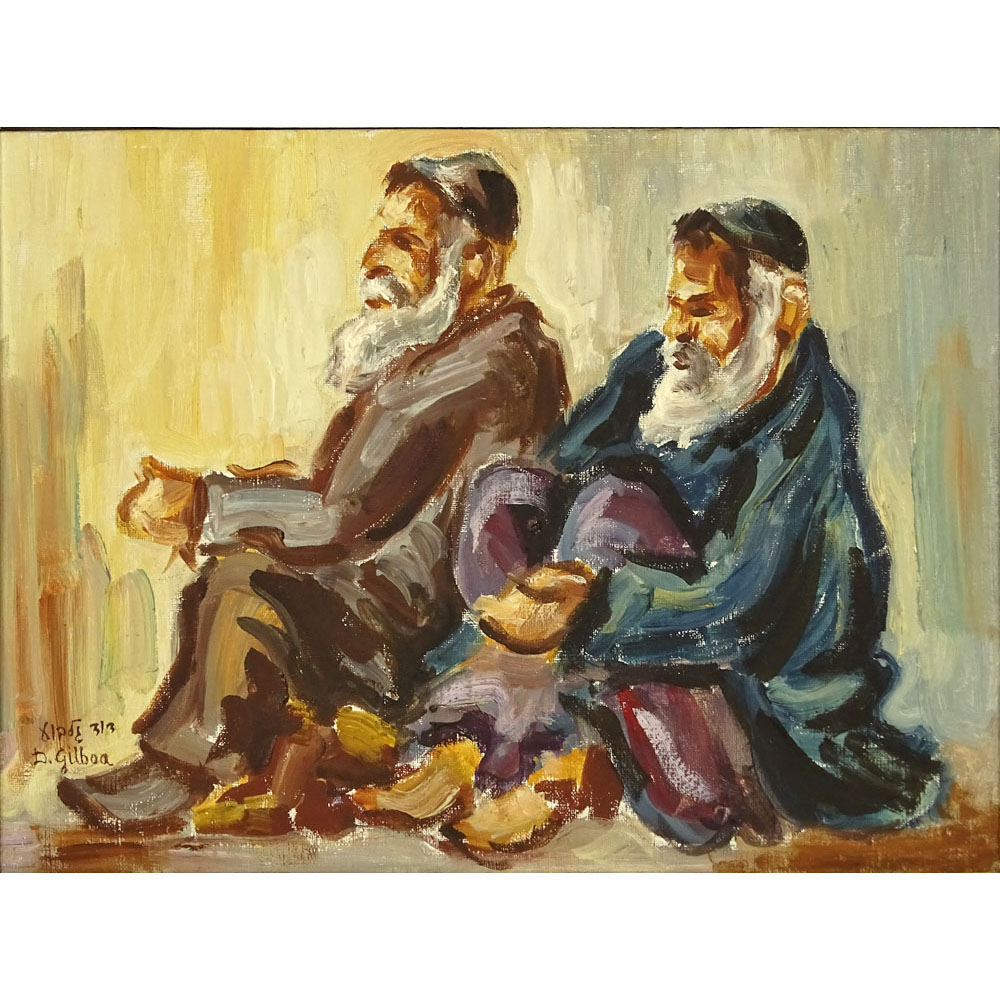 David Gilboa, Israeli (1910-1976) Oil on canvas '"Two Men" 