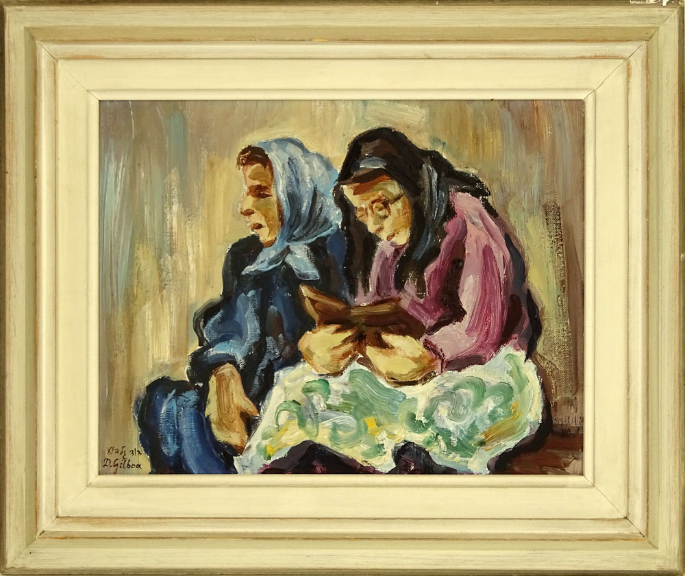 David Gilboa, Israeli (1910-1976) Oil on canvas '"Two Women" 