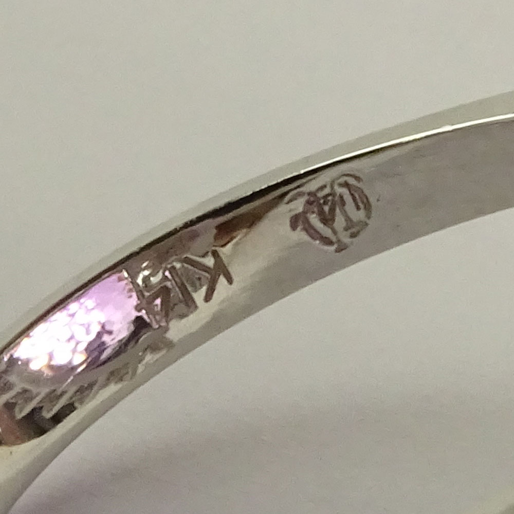 Large Oval Cut Amethyst, Diamond and 14 Karat White Gold Ring. 