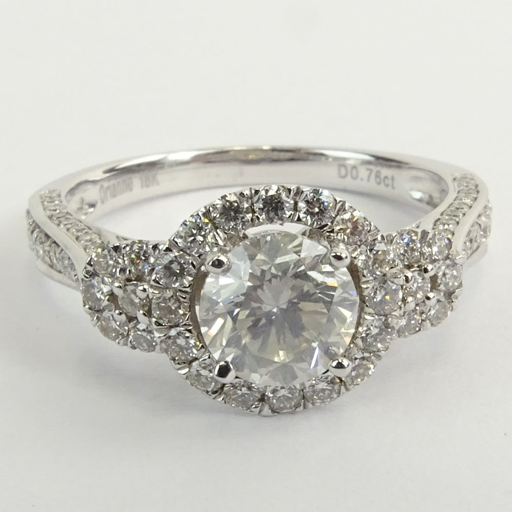 AIG Certified Diamond and 18 Karat White Gold Engagement Ring