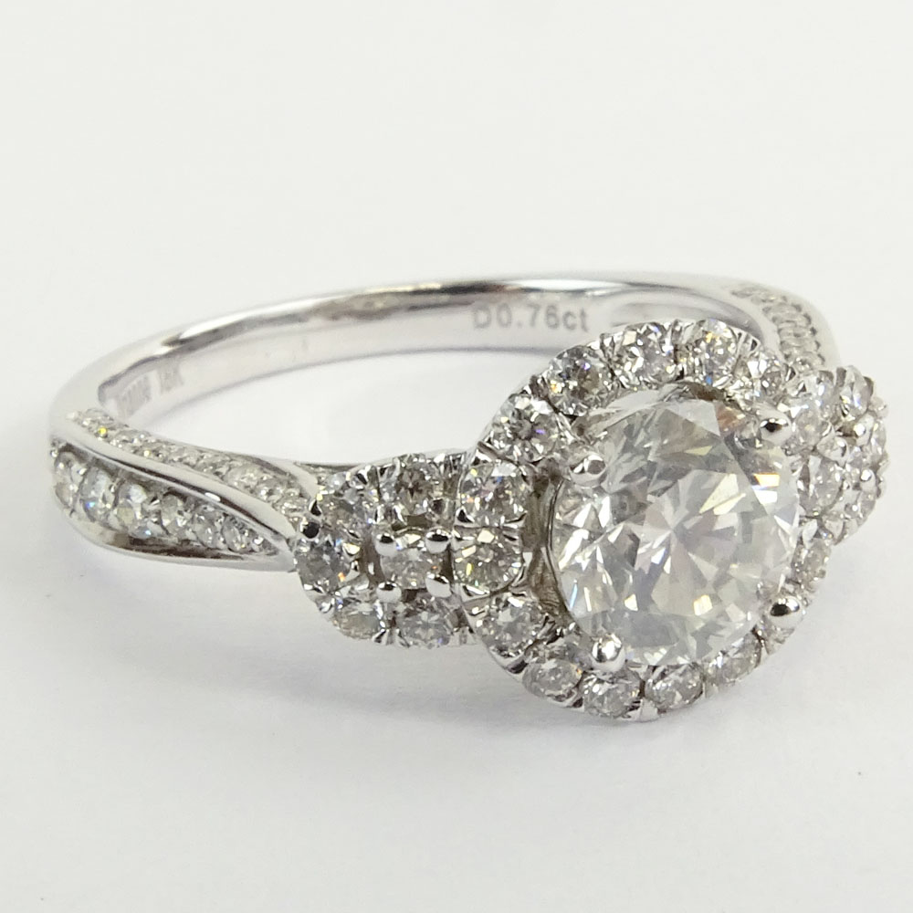 AIG Certified Diamond and 18 Karat White Gold Engagement Ring