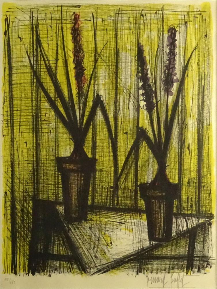 Bernard Buffet, French (1928-1999) Color lithograph "Two Vases With Flowers" 