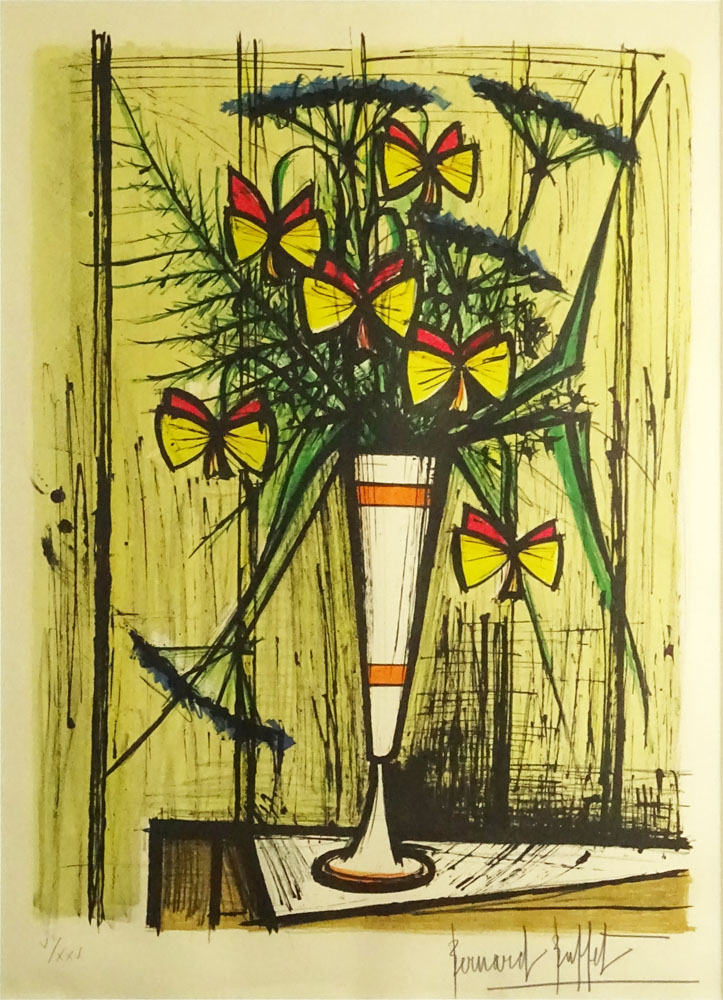Bernard Buffet, French (1928-1999) Color lithograph "Les Fleurs Papillons" 