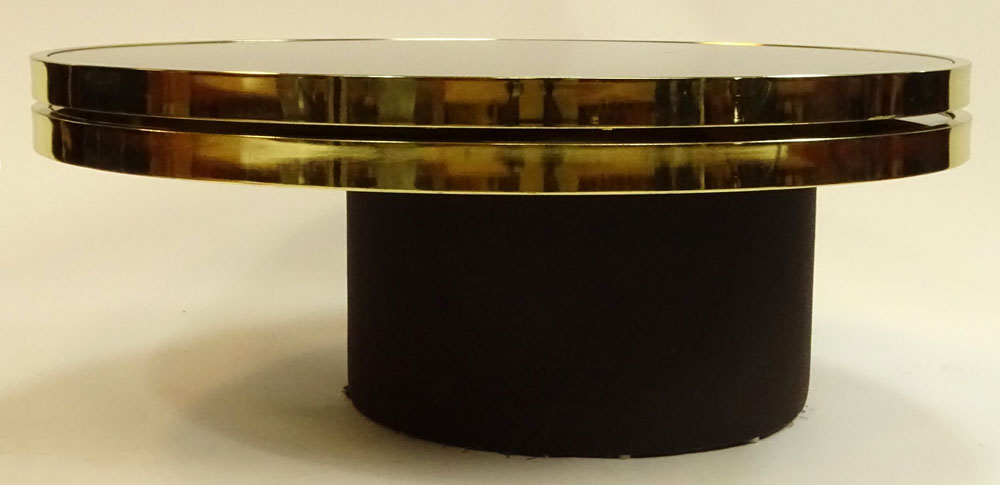 Design Institue America DIA Black Glass and Brass Swivel Coffee Table.