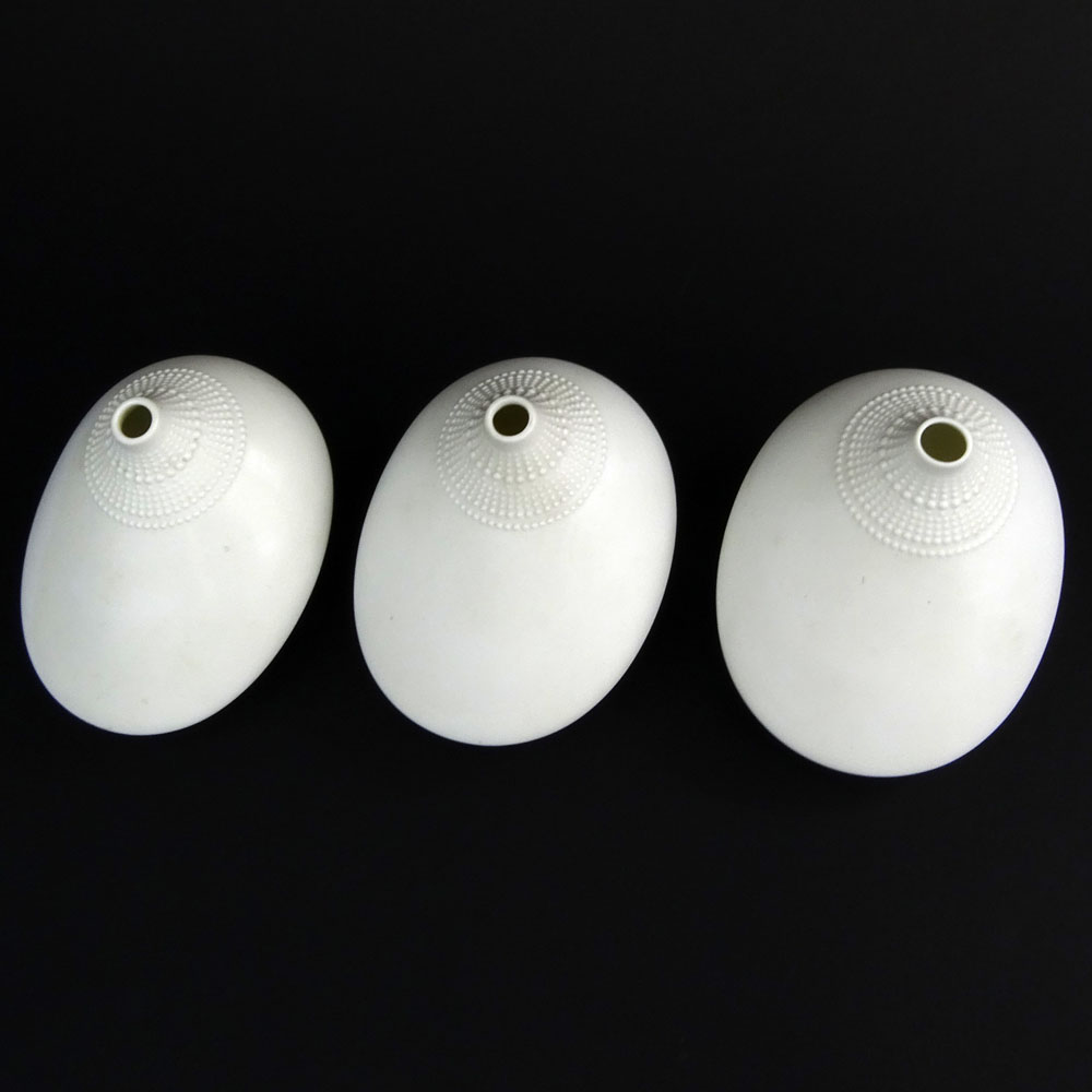 A group of three (3) Mid Century Rosenthal Studio Linie White Ceramic "Pollo" vases designed by Tapio Wirkkala, 