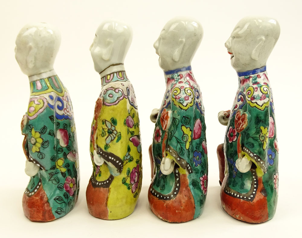 Four (4) 19th/20th Century Chinese Multicolored Enameled Porcelain Figures.