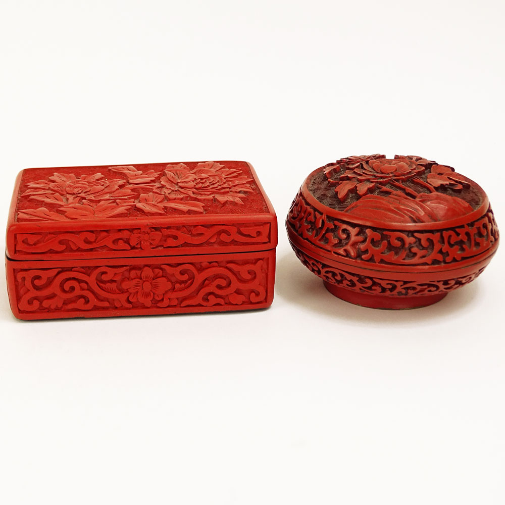 Two Chinese Cinnabar Lacquer Boxes.