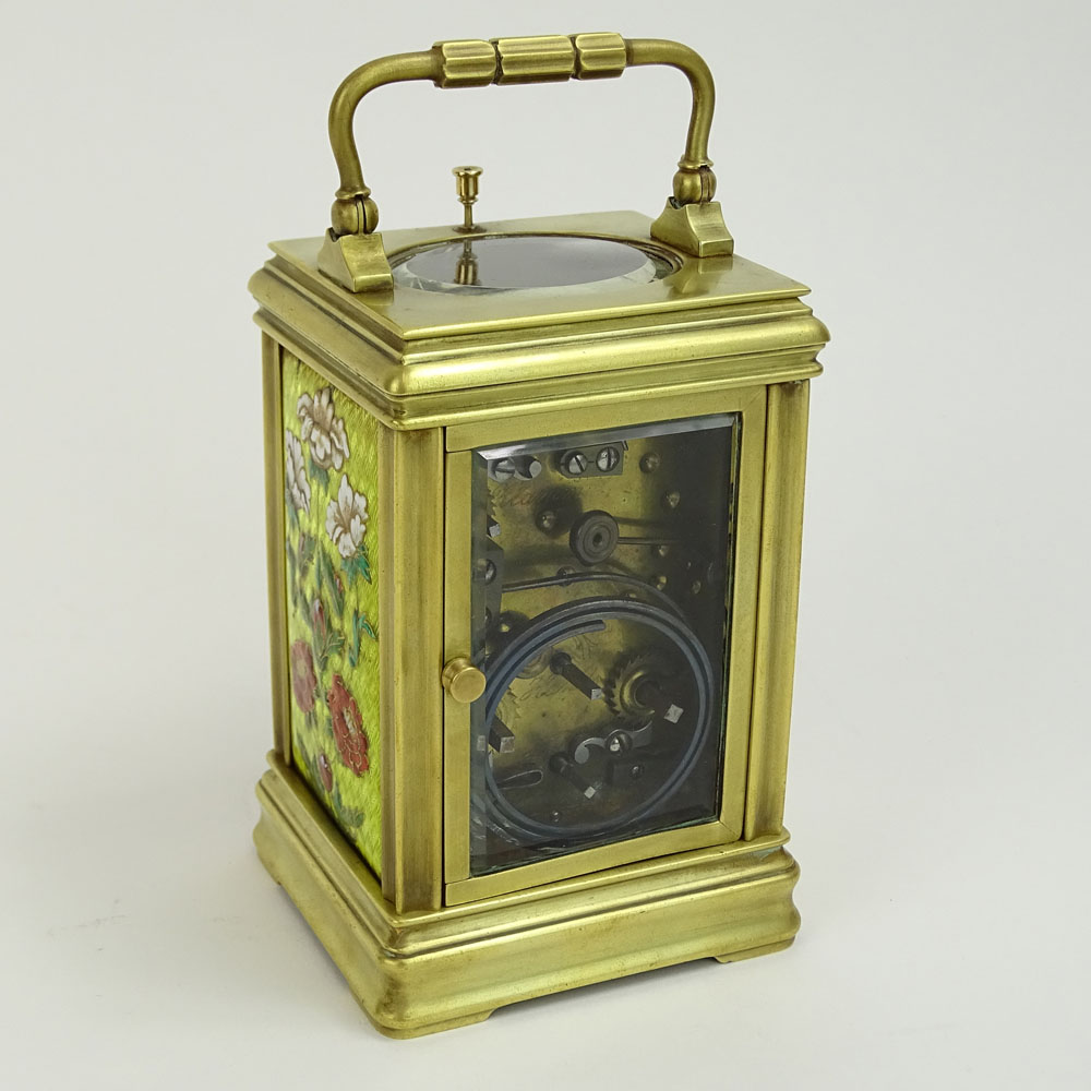 Tiffany & Co. Enamel and Brass Repeater Carriage Clock.