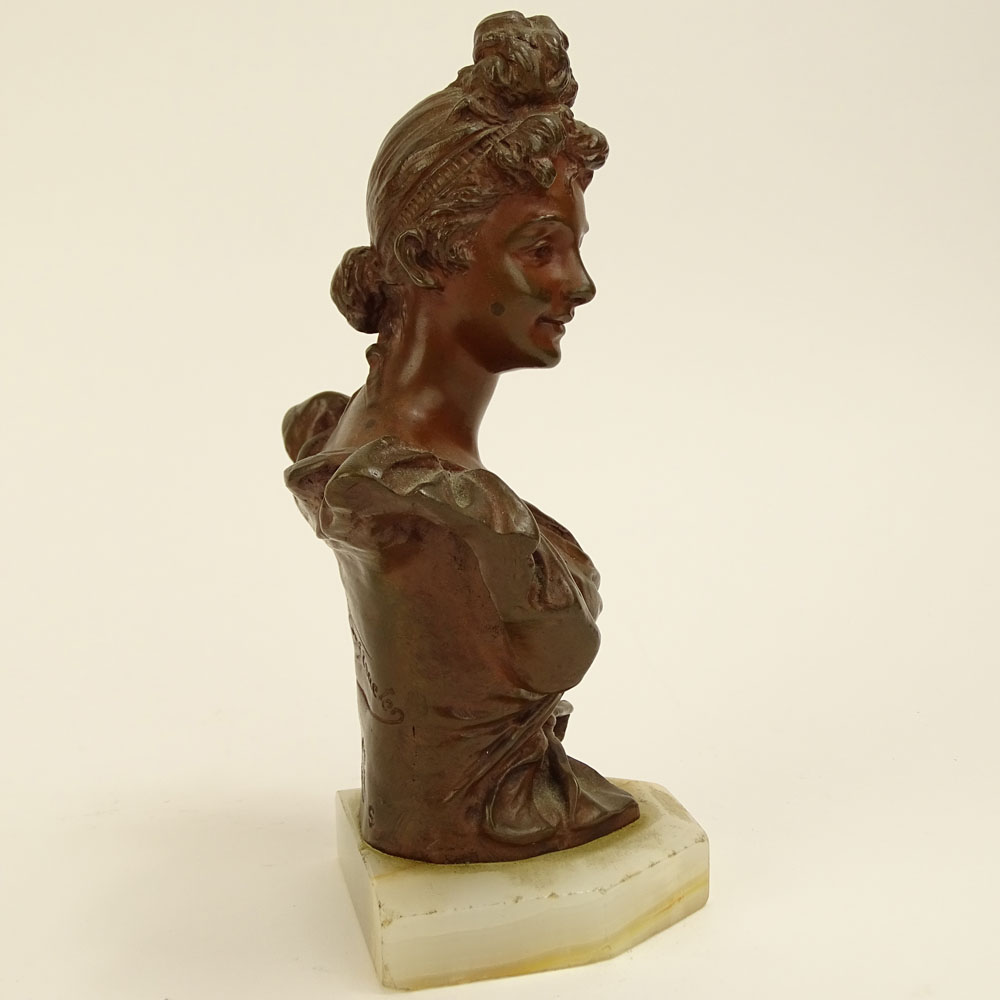 George van der Straeten, Belgian (1856-1941) Bronze Bust of a Maiden.
