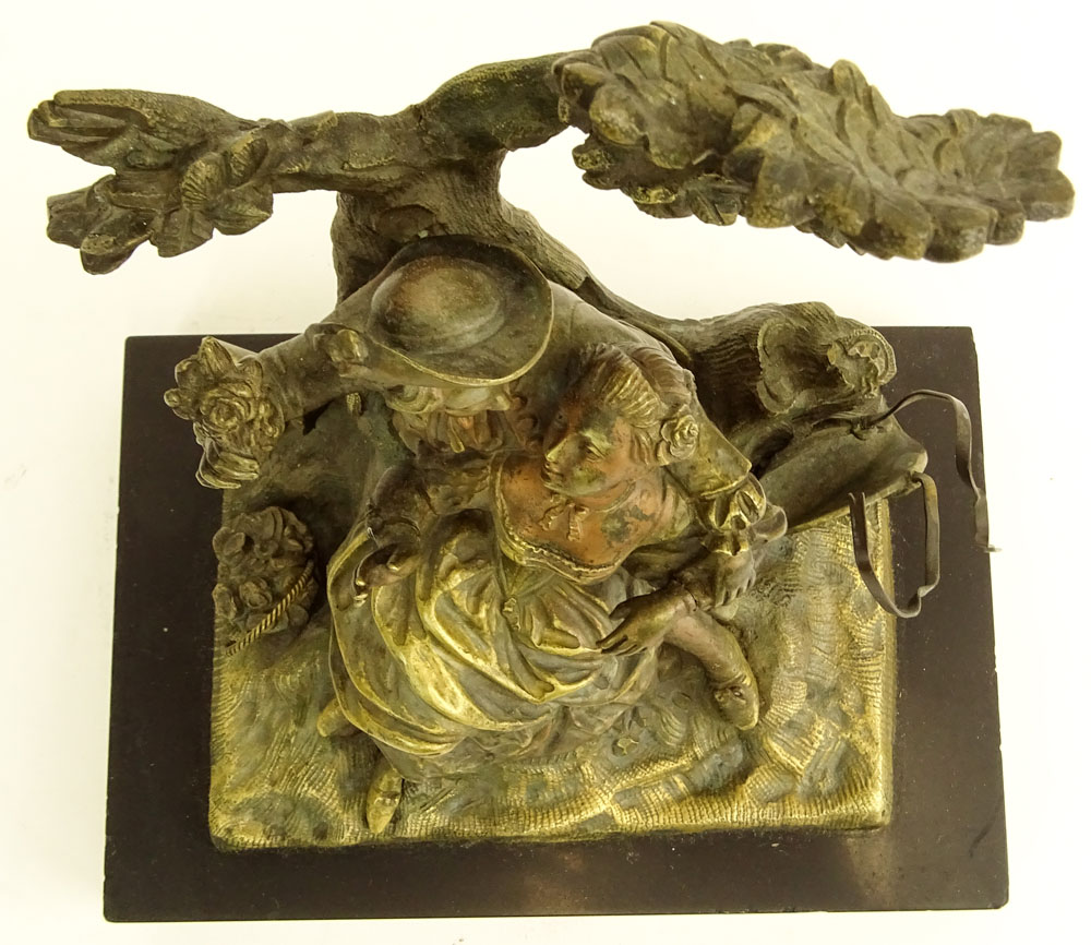 19/20th Century Bronze Sculpture on Onyx Base. "Romantic Couple" 