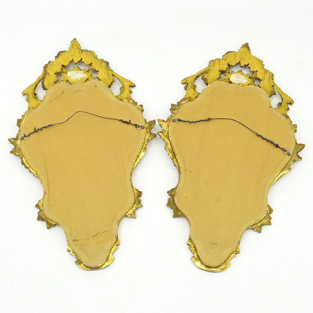 Pair Mid 20th Century Italian Decorative Giltwood Mirrors.