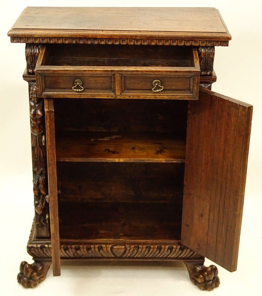 19th Century Walnut One Drawer, Two Door Console Cabinet. 