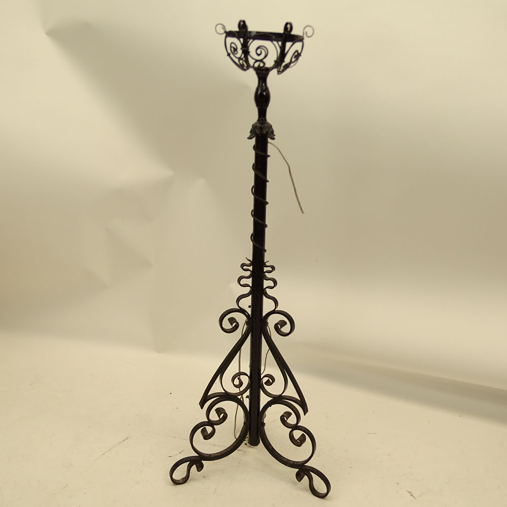 Antique Wrought Iron Torchiere, Now Wired.