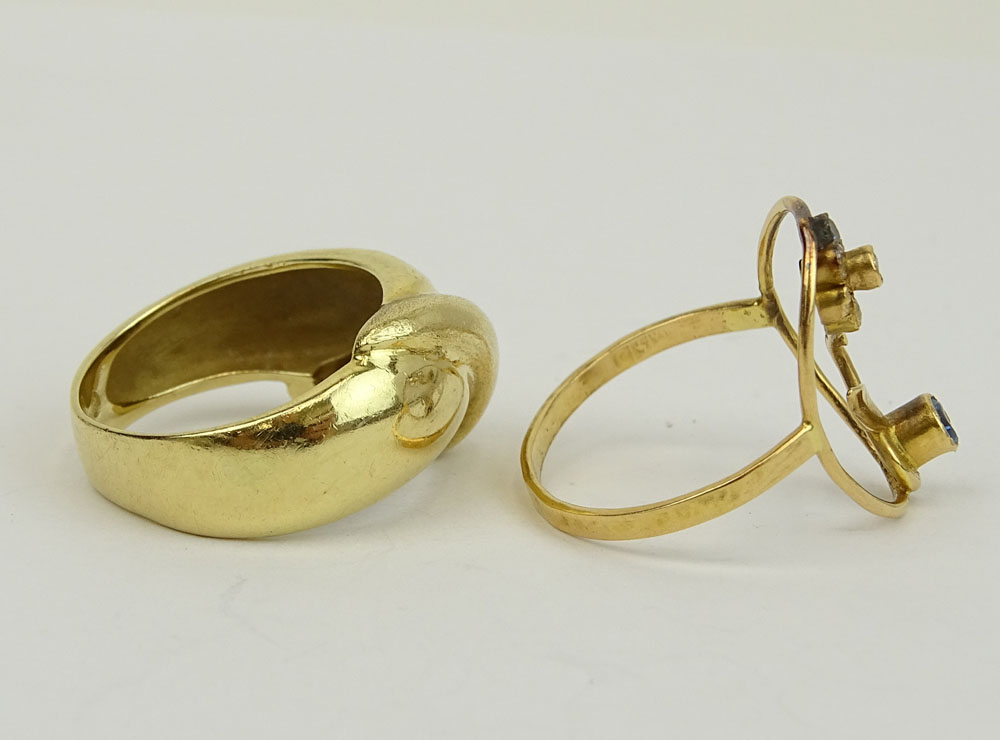 Two (2) Vintage 14 Karat Yellow Gold Rings, one set with small diamonds.