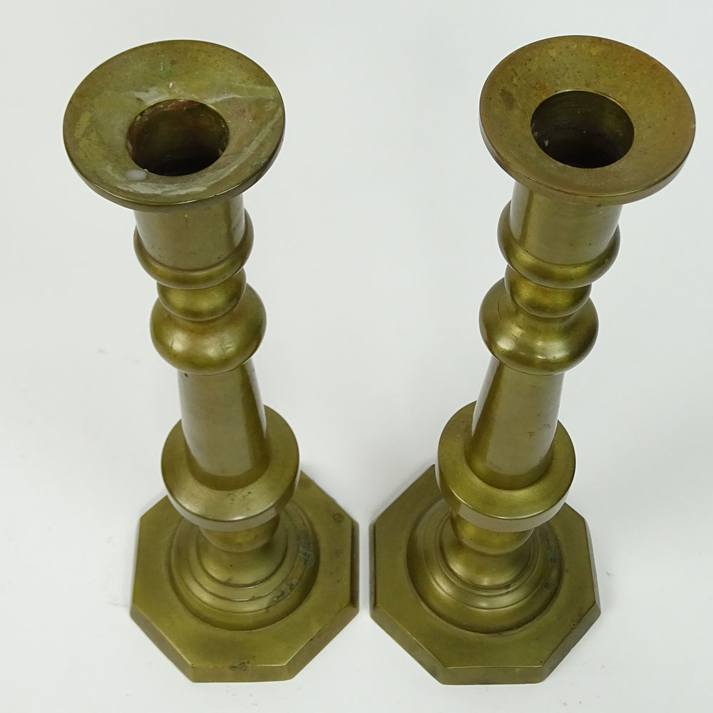 Pair of 19th Century Italian Heavy Brass Candlesticks.