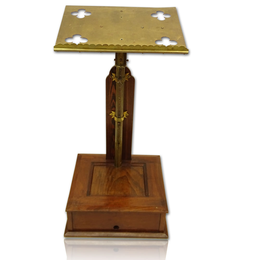 Vintage Brass and Wood Church Lectern. Adjustable height.