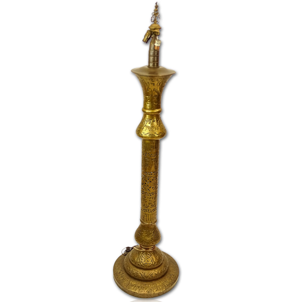Vintage Moroccan Brass Floor Lamp.