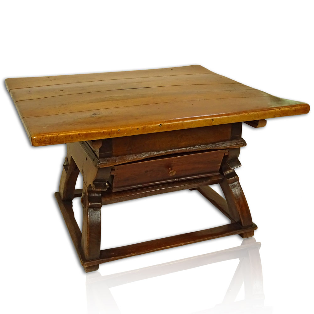 Large 19th Century Continental Mixed Wood Kitchen Work Table.