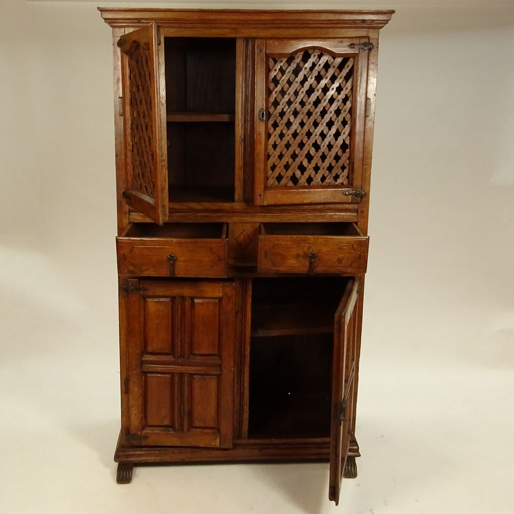 19th Century Italian Pine Kitchen Cabinet With Iron Hardware.