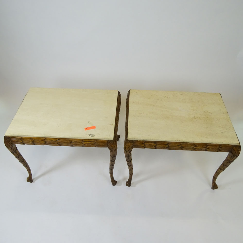 Early to Mid 20th Century Italian Carved Wood Occasional Tables with Granite Tops.